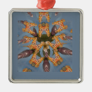 Kaleidoscope Giraffe Mandala: Abstracte Safari kun Metalen Ornament