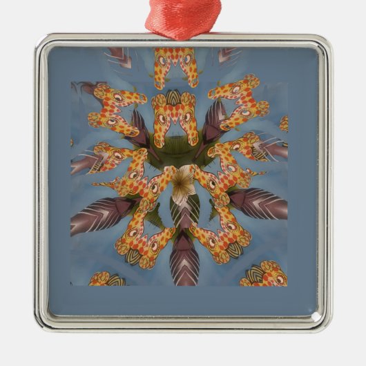 Kaleidoscope Giraffe Mandala: Abstracte Safari kun Metalen Ornament (Voorkant)