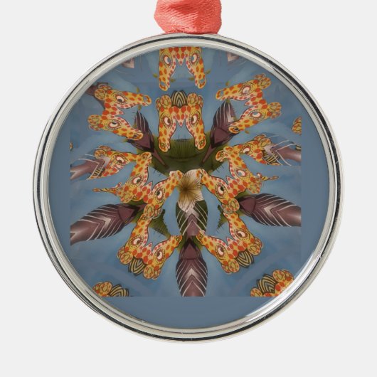 Kaleidoscope Giraffe Mandala: Abstracte Safari kun Metalen Ornament (Voorkant)