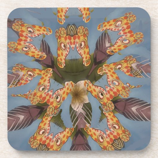 Kaleidoscope Giraffe Mandala: Abstracte Safari kun Onderzetter (Voorkant)