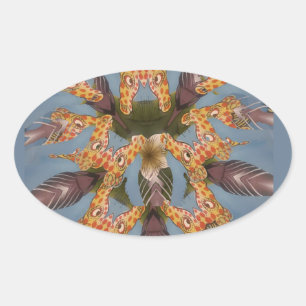 Kaleidoscope Giraffe Mandala: Abstracte Safari kun Ovale Sticker