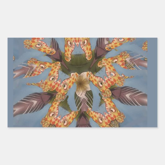 Kaleidoscope Giraffe Mandala: Abstracte Safari kun Rechthoekige Sticker (Voorkant)
