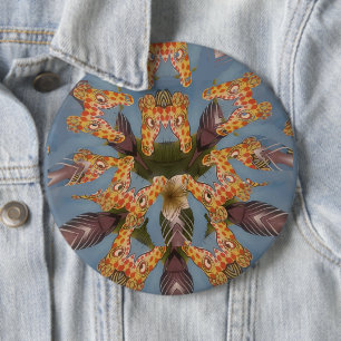 Kaleidoscope Giraffe Mandala: Abstracte Safari kun Ronde Button 6,0 Cm