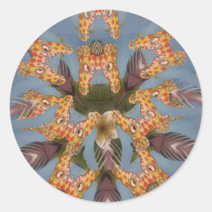 Kaleidoscope Giraffe Mandala: Abstracte Safari kun Ronde Sticker