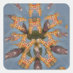 Kaleidoscope Giraffe Mandala: Abstracte Safari kun Vierkante Sticker