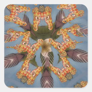 Kaleidoscope Giraffe Mandala: Abstracte Safari kun Vierkante Sticker
