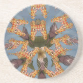 Kaleidoscope Giraffe Mandala: Abstracte Safari kun Zandsteen Onderzetter (Voorkant)