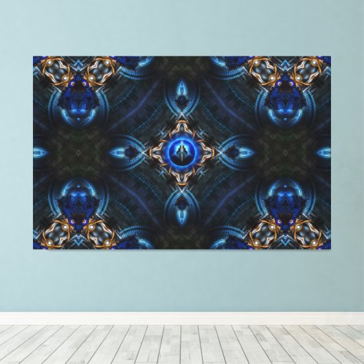 Kaleidoscope Golden Blue x75 Canvas Print (Insitu (Houten vloer))