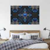 Kaleidoscope Golden Blue x75 Canvas Print (Insitu (Slaapkamer))