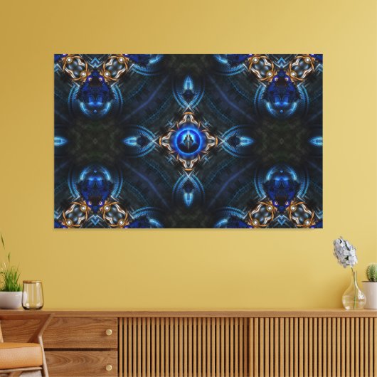 Kaleidoscope Golden Blue x75 Canvas Print (Insitu (Woonkamer))