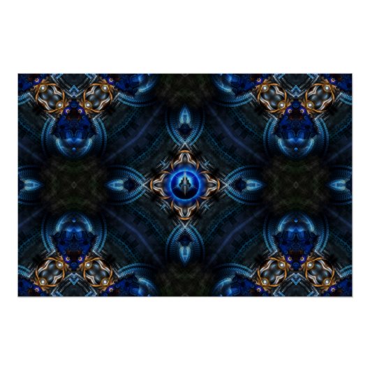Kaleidoscope Golden Blue x75 Perfect Poster (Voorkant)