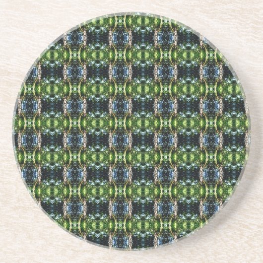Kaleidoscope Grün Zandsteen Onderzetter (Voorkant)