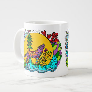 Kaleidoscope Howling Wolf - WhiteMUG Grote Koffiekop
