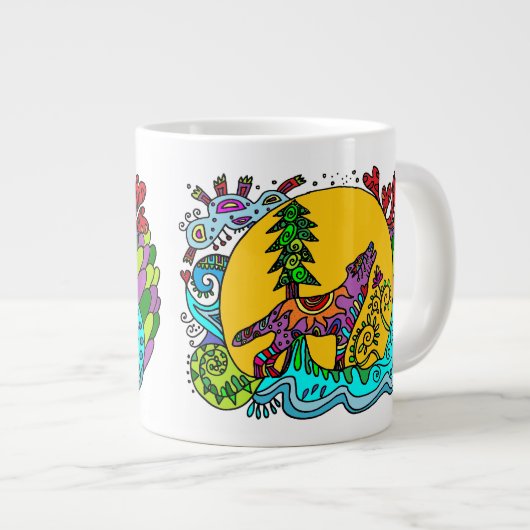 Kaleidoscope Howling Wolf - WhiteMUG Grote Koffiekop (Voorkant rechts)