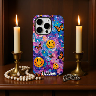 Kaleidoscope Joy: Butterfly Smile Galaxy iPhone 16 Pro Hoesje