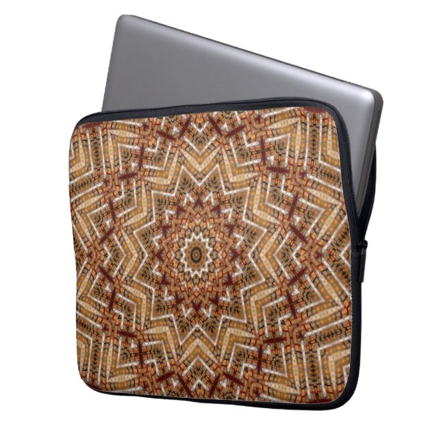 Kaleidoscope Light Brown Star Laptop Sleeve (Voorkant Links)