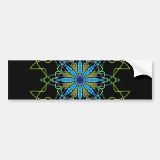Kaleidoscope Mandala Art Black Blue Star Bumpersticker (Voorkant)