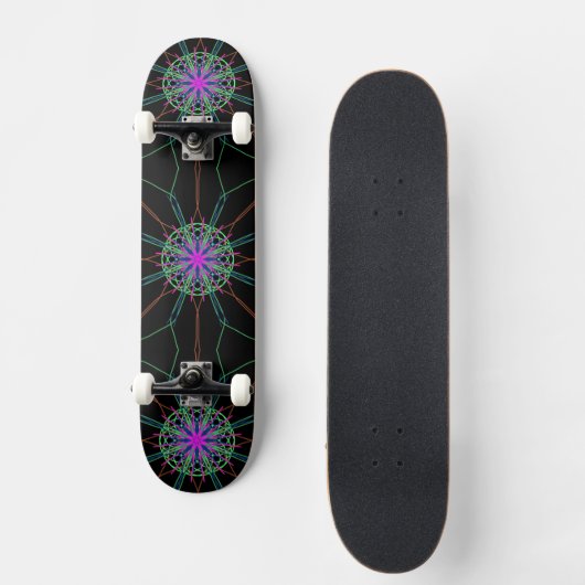 Kaleidoscope Mandala Art Black Roze Skateboard (Voorkant)