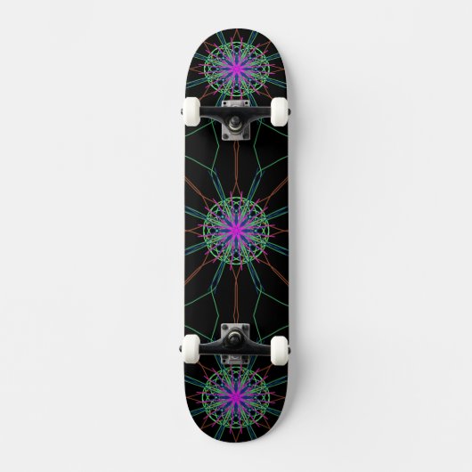Kaleidoscope Mandala Art Black Roze Skateboard (Voorkant)