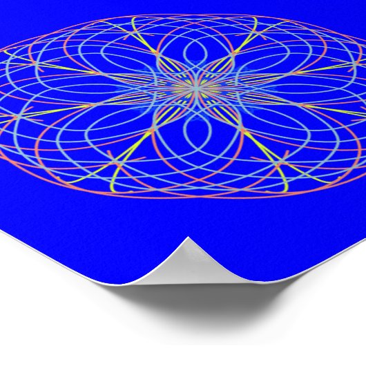 Kaleidoscope Mandala Art Energy Ball Blue Poster (Hoek)