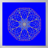 Kaleidoscope Mandala Art Energy Ball Blue Poster (Voorkant)
