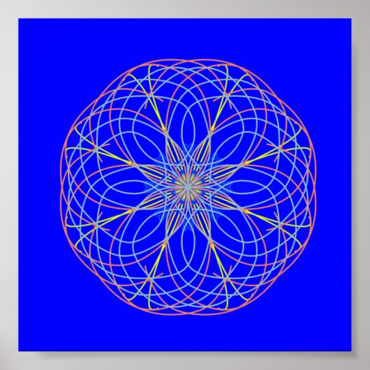 Kaleidoscope Mandala Art Energy Ball Blue Poster (Voorkant)