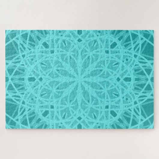 Kaleidoscope Mandala Art Energy Flower Turquoise Legpuzzel (Horizontaal)