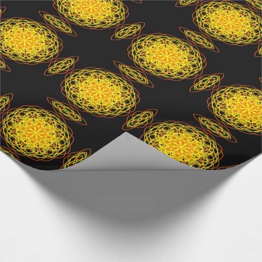 Kaleidoscope Mandala Art Energy Flower Yellow Cadeaupapier (Hoek)