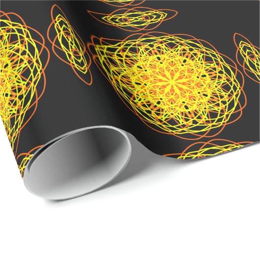 Kaleidoscope Mandala Art Energy Flower Yellow Cadeaupapier (Rol Hoek)