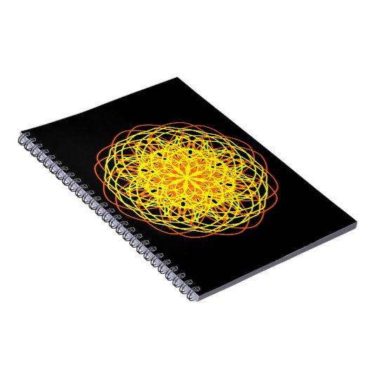 Kaleidoscope Mandala Art Energy Flower Yellow Notitieboek (Rechterzijde)