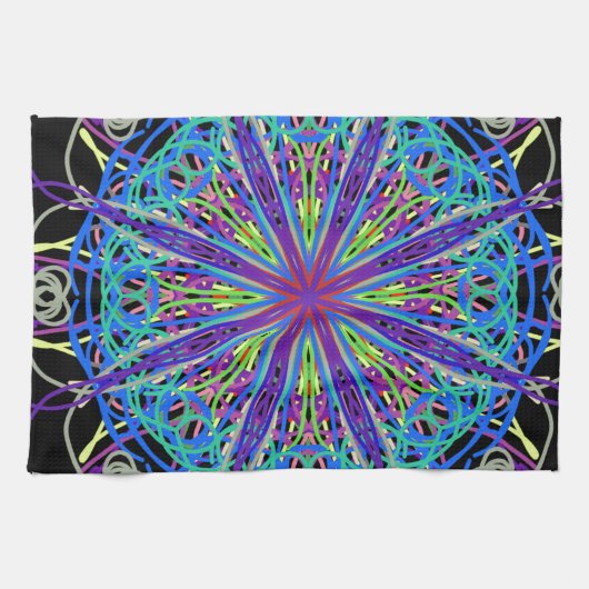 Kaleidoscope Mandala Art Joyful Colors Theedoek (Horizontaal)