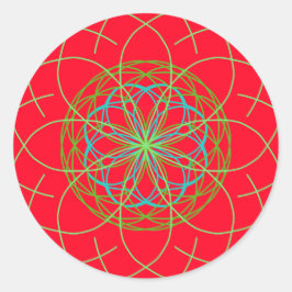 Kaleidoscope Mandala Art Red Green Energy Ball Ronde Sticker