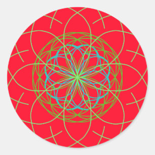Kaleidoscope Mandala Art Red Green Energy Ball Ronde Sticker