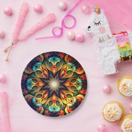 Kaleidoscope Mandala Flower Design-23091 Papieren Bordje (Feest)