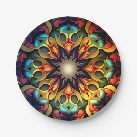 Kaleidoscope Mandala Flower Design-23091 Papieren Bordje (Voorkant)