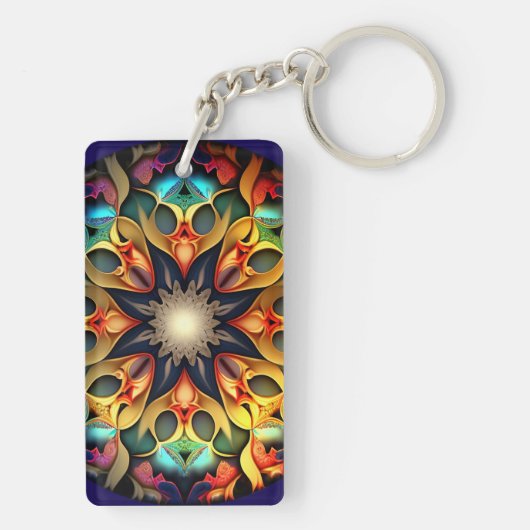 Kaleidoscope Mandala Flower Design-23091 Sleutelhanger (achterkant)