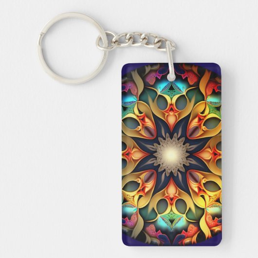 Kaleidoscope Mandala Flower Design-23091 Sleutelhanger (Voorkant)