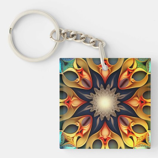 Kaleidoscope Mandala Flower Design-23091 Sleutelhanger (Voorkant)