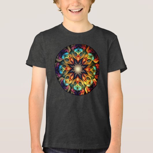 Kaleidoscope Mandala Flower Design-23091 Tri-Blend Shirt (Voorkant)
