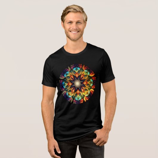 Kaleidoscope Mandala Flower Design-23091 Tri-Blend Shirt (Voorkant volledig)