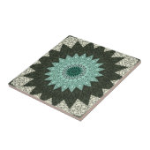 Kaleidoscope Mandala in groen en blauw Tegeltje (Zijkant)