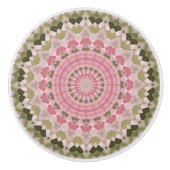Kaleidoscope Mandala keramische knob roze en groen Keramische Knop (Voorkant)