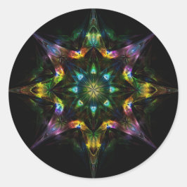 Kaleidoscope Mandala - Paarse Groen Zwart Ronde Sticker