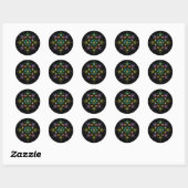 Kaleidoscope Mandala - Paarse Groen Zwart Ronde Sticker (Vel)