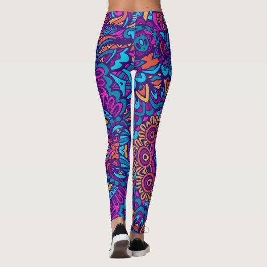 Kaleidoscope Paars Mandala Pattern Leggings (Achterkant)