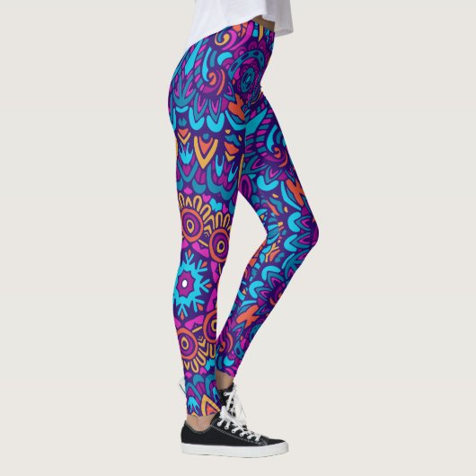 Kaleidoscope Paars Mandala Pattern Leggings (Rechts)