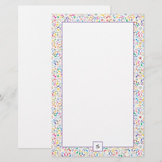 Kaleidoscope Patroon | Monogram Briefpapier (Voorkant / Achterkant)