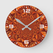 Kaleidoscope Red Digital Art Pattern-67546 Ronde Klok (Voorkant)