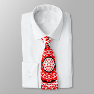 Kaleidoscope Red White Random Stripes Stropdas