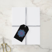 Kaleidoscope Star Flower Blue Paars Black Cadeaulabel (Met Touw)